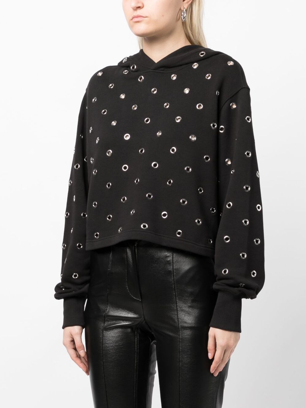 Sweat à œillets en coton polaire - Gris chiné