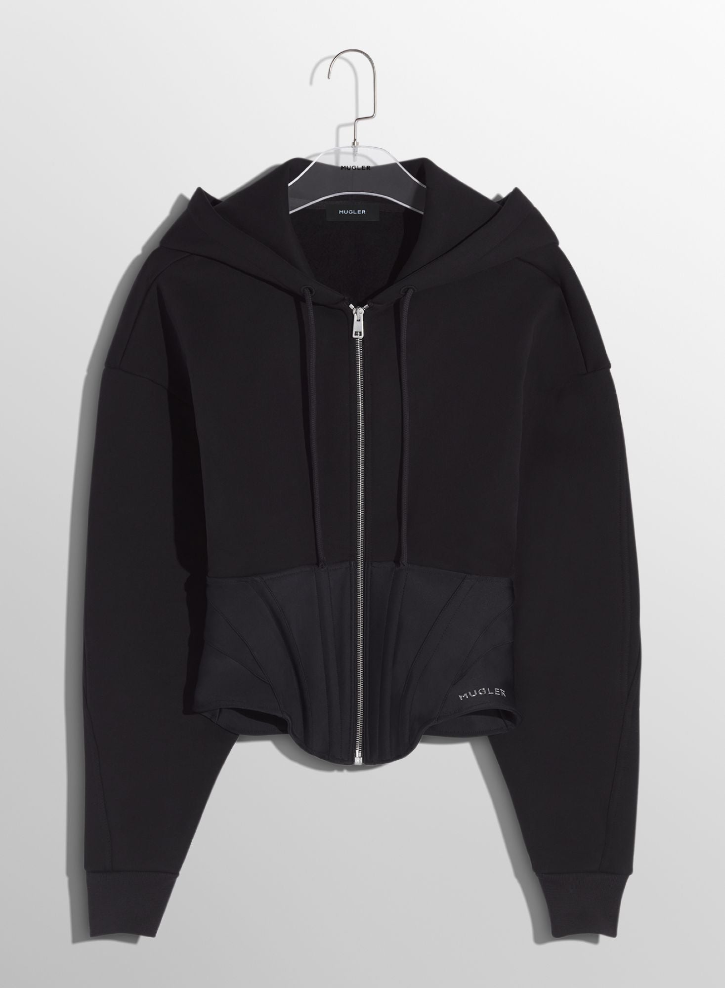 BLACK CORSETED HOODIE