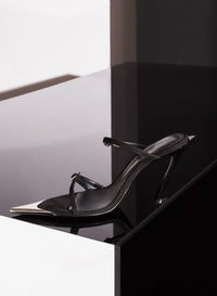 BLACK SUEDE FANG 95 SANDALS