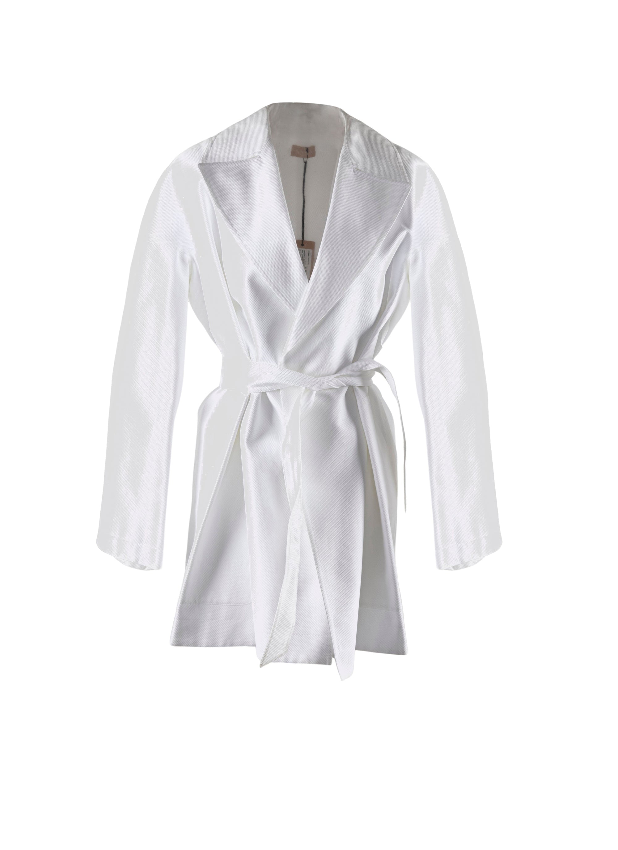 Long-sleeved short trench coat - White iridescent