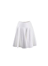 Short flared skirt with geometric pattern - White