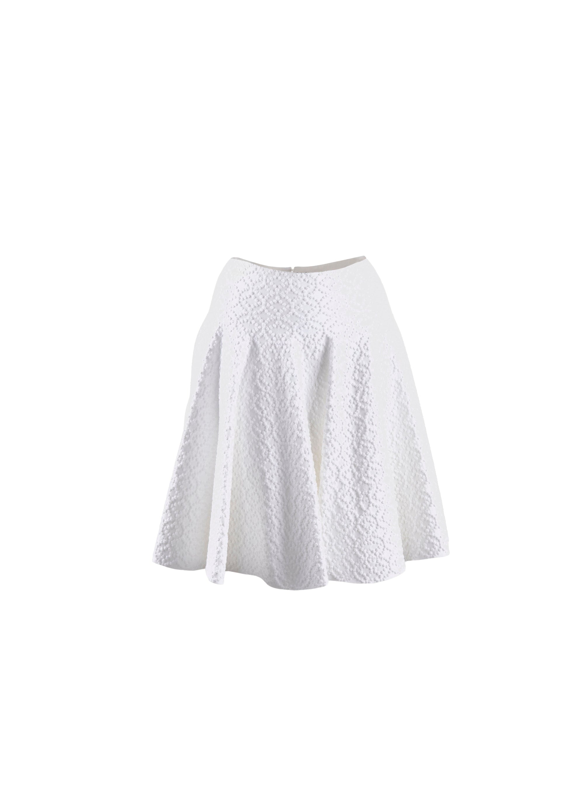Short flared skirt with geometric pattern - White