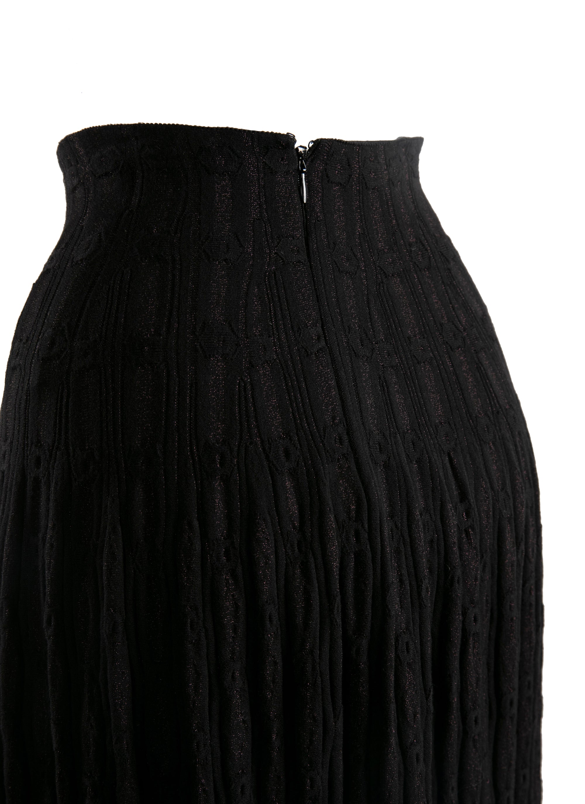 Long pleated skirt in wool - Ebene & Black