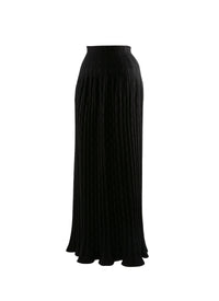 Long pleated skirt in wool - Ebene & Black