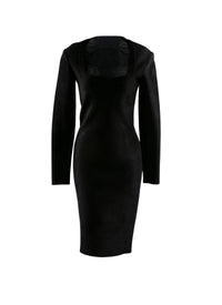 Long-sleeved cinched dress - Black intense