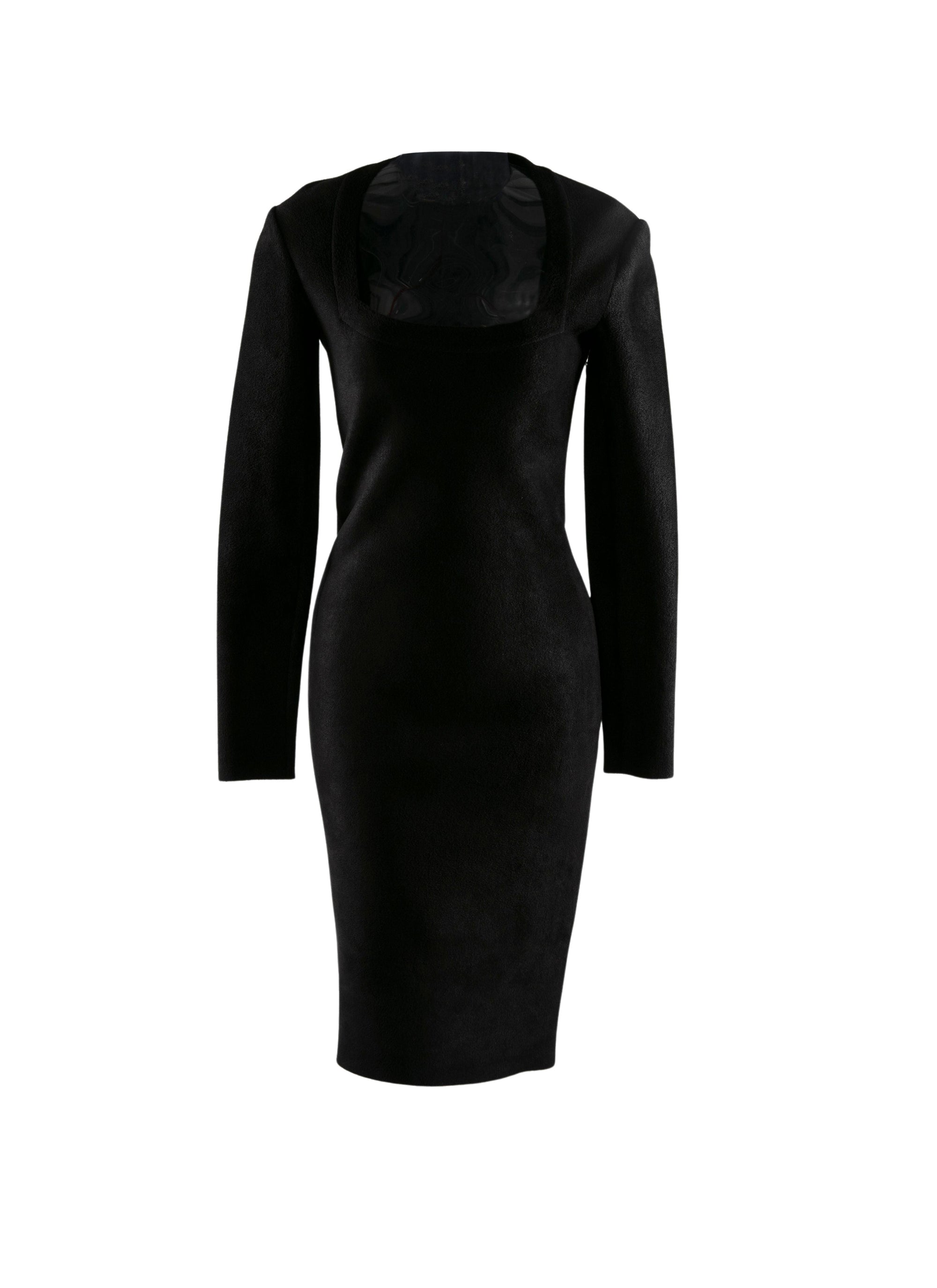 Long-sleeved cinched dress - Black intense