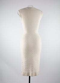 Robe sans manches col carré ajustée - Vanille