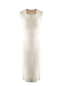 Robe sans manches col carré ajustée - Vanille
