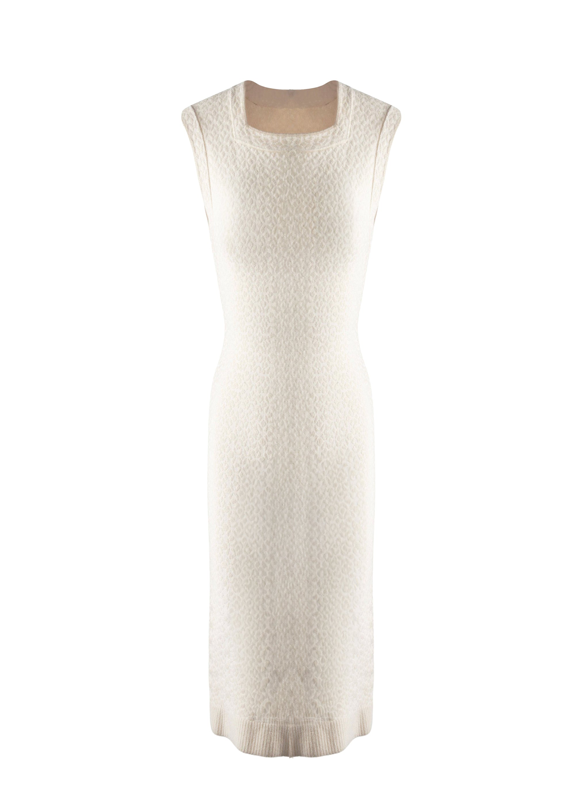 Robe sans manches col carré ajustée - Vanille