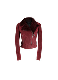 Long-sleeved leather perfecto - Red & Flesh