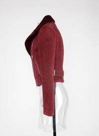 Long-sleeved leather perfecto - Red & Flesh