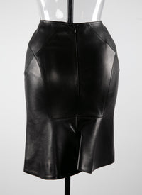 Pencil skirt with leather seam detail - Black intense