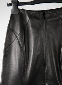 Pencil skirt with leather seam detail - Black intense