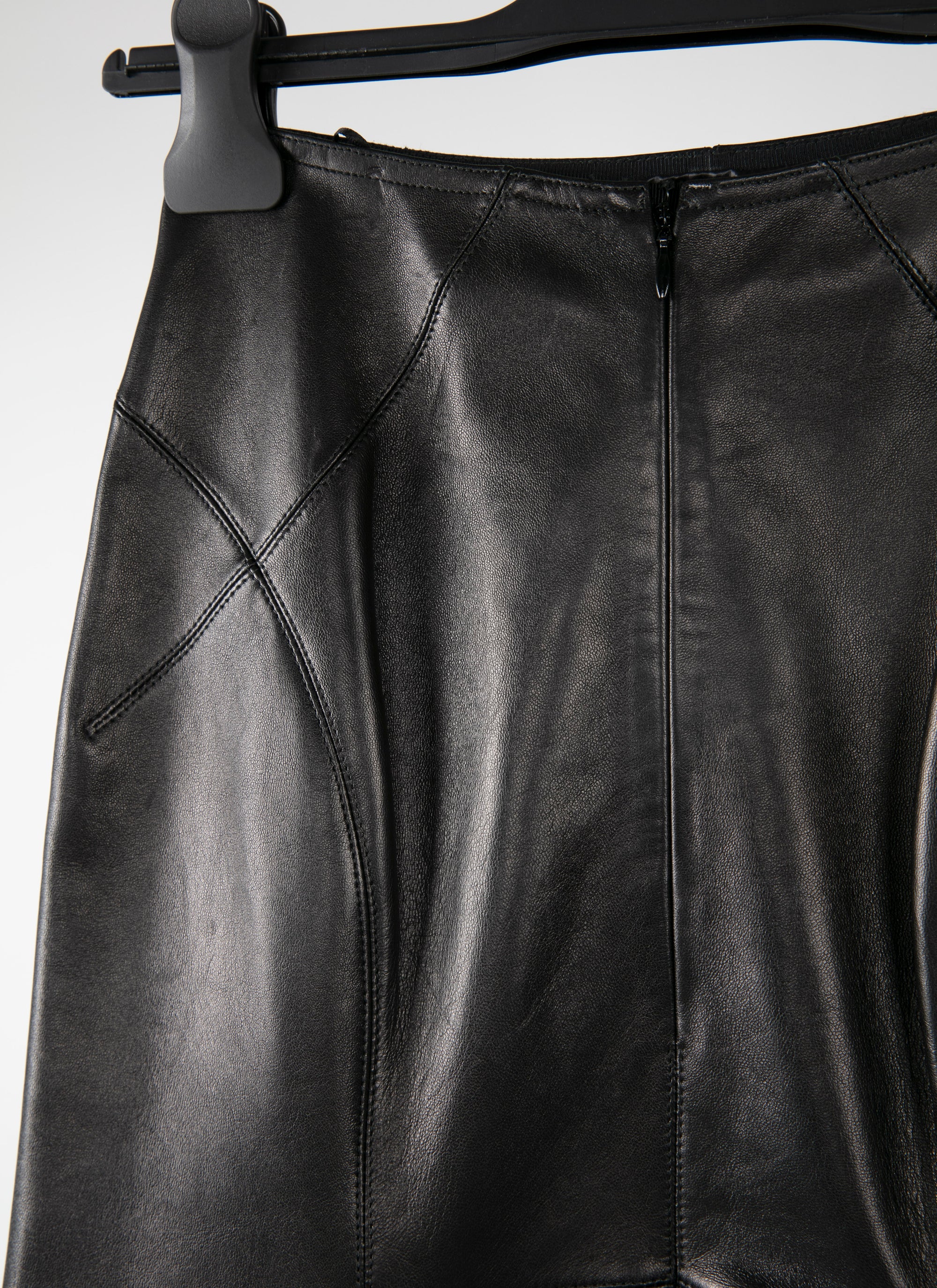 Pencil skirt with leather seam detail - Black intense