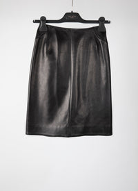 Pencil skirt with leather seam detail - Black intense