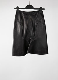 Pencil skirt with leather seam detail - Black intense