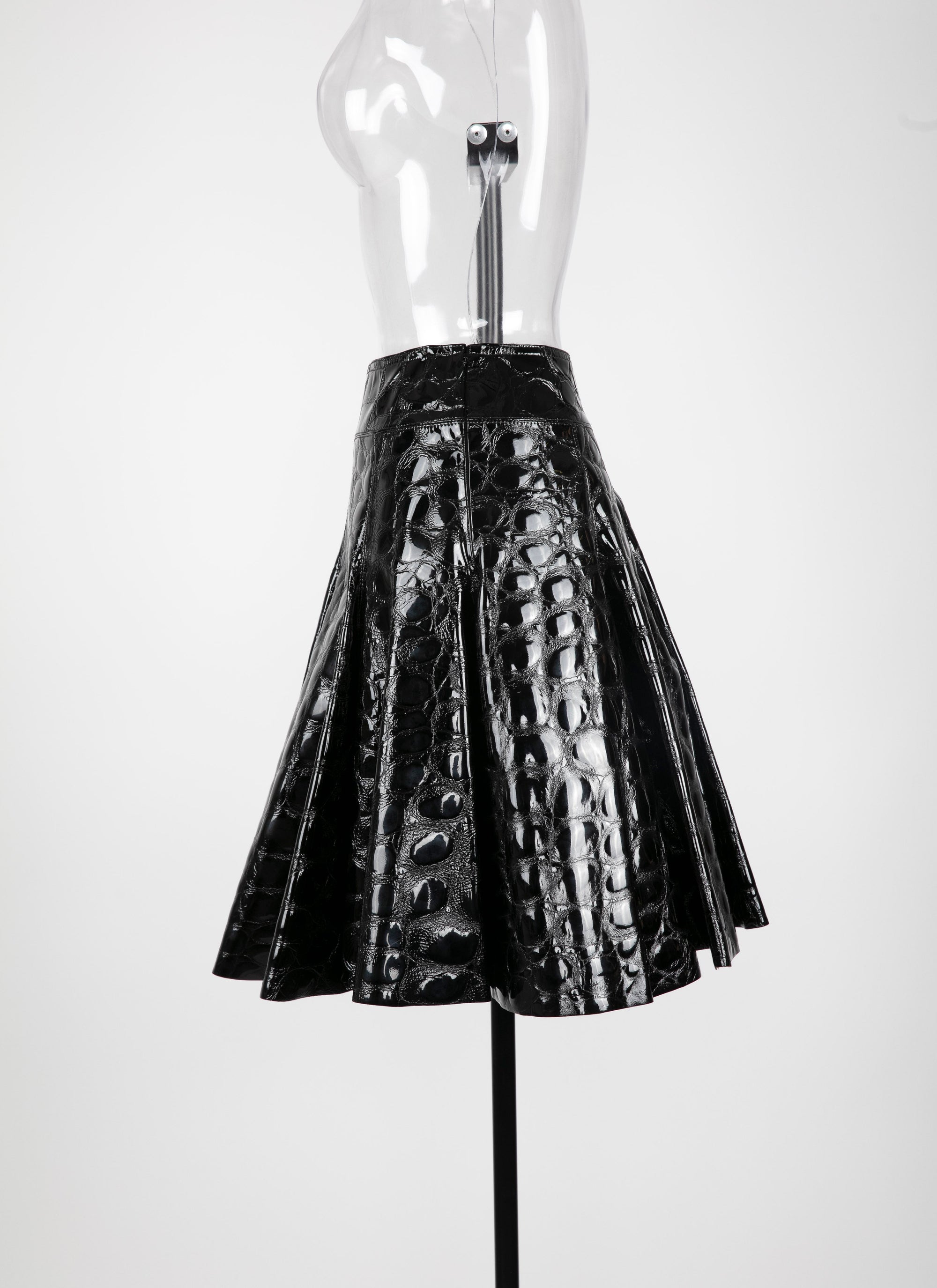 Jupe patineuse en cuir unie - Noir