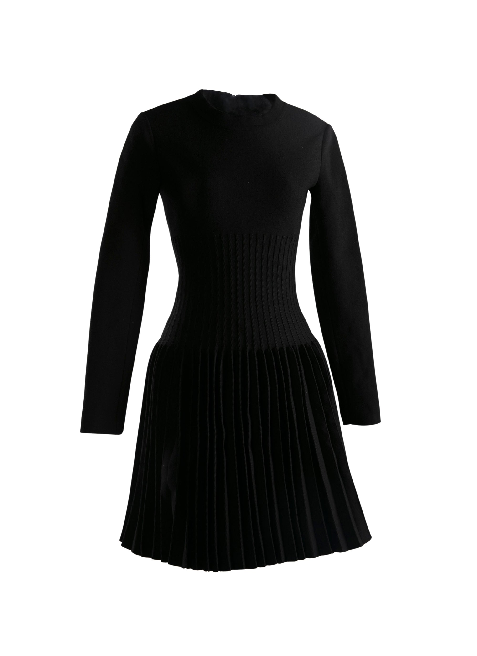 Sleeveless short dress in wool - Black intense