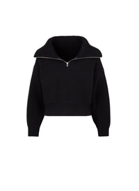Pull col zippé en laine - Noir