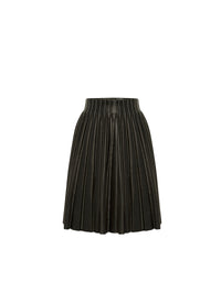Jupe plissée en cuir avec détails cloutés - Noir