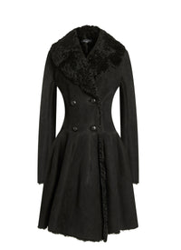 Fur collar coat - Black