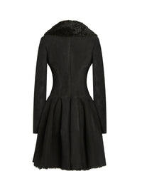 Fur collar coat - Black