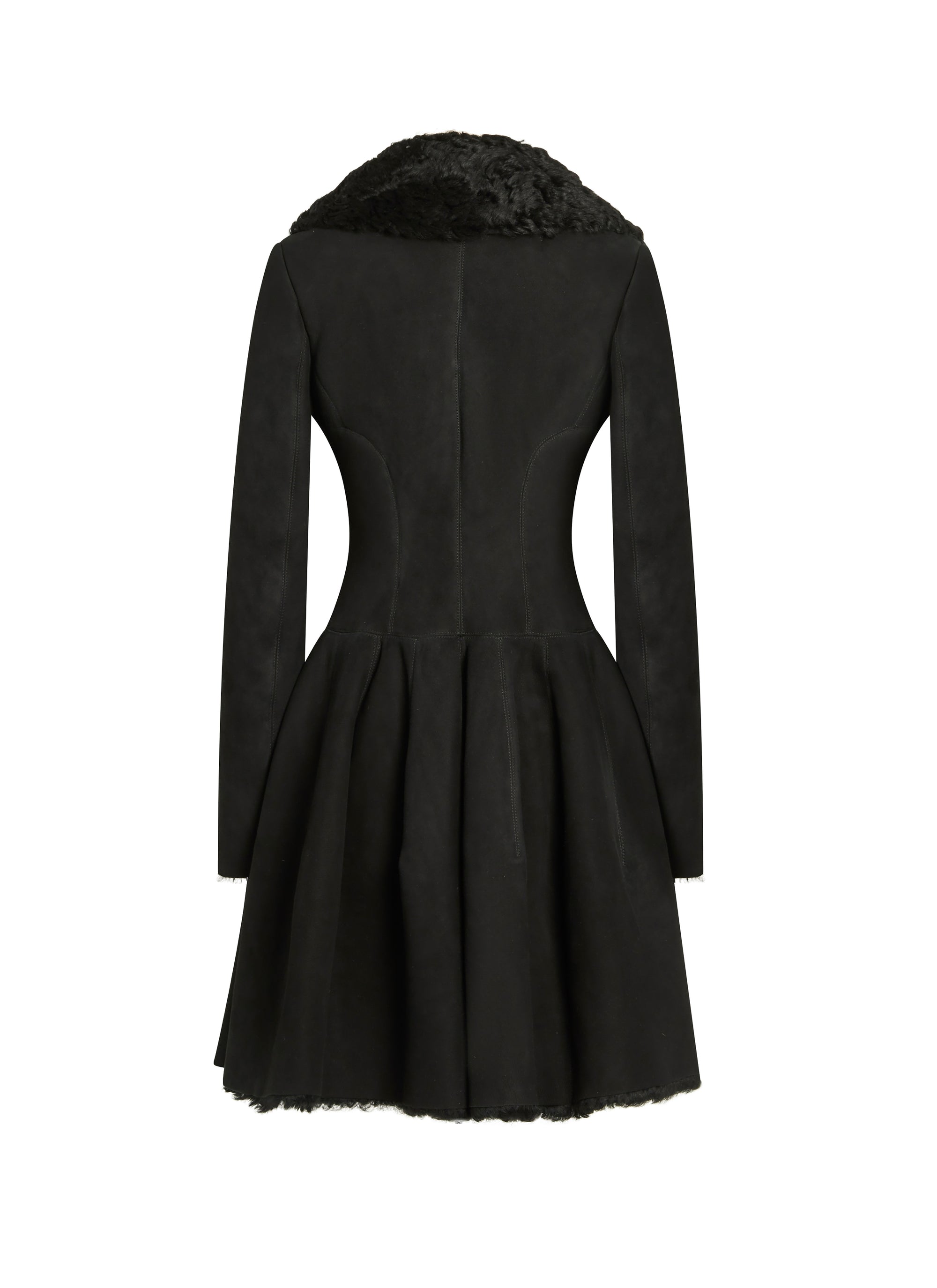 Fur collar coat - Black