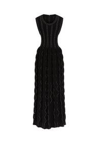 Cascade maxi dress in wool - Black