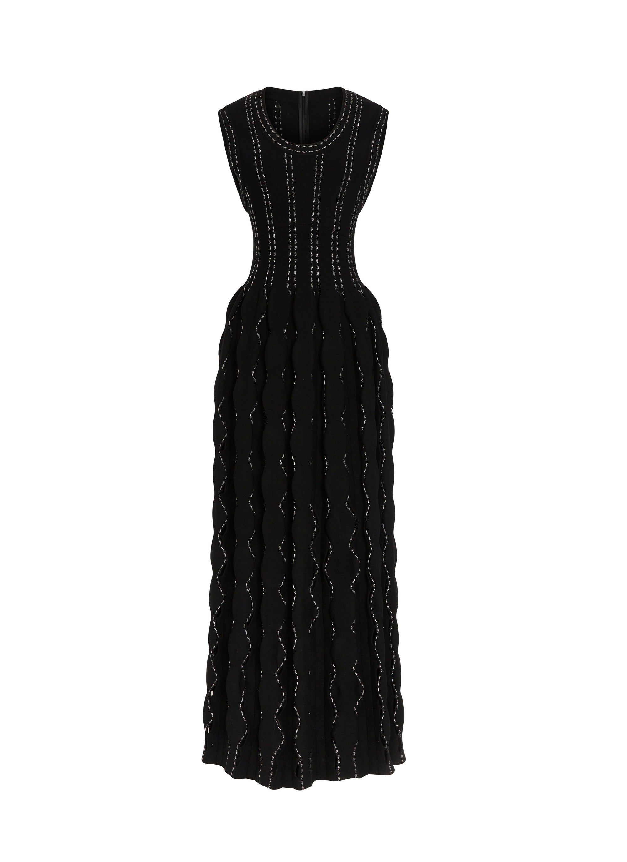 Cascade maxi dress in wool - Black