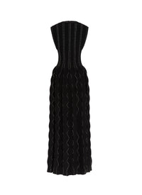 Cascade maxi dress in wool - Black