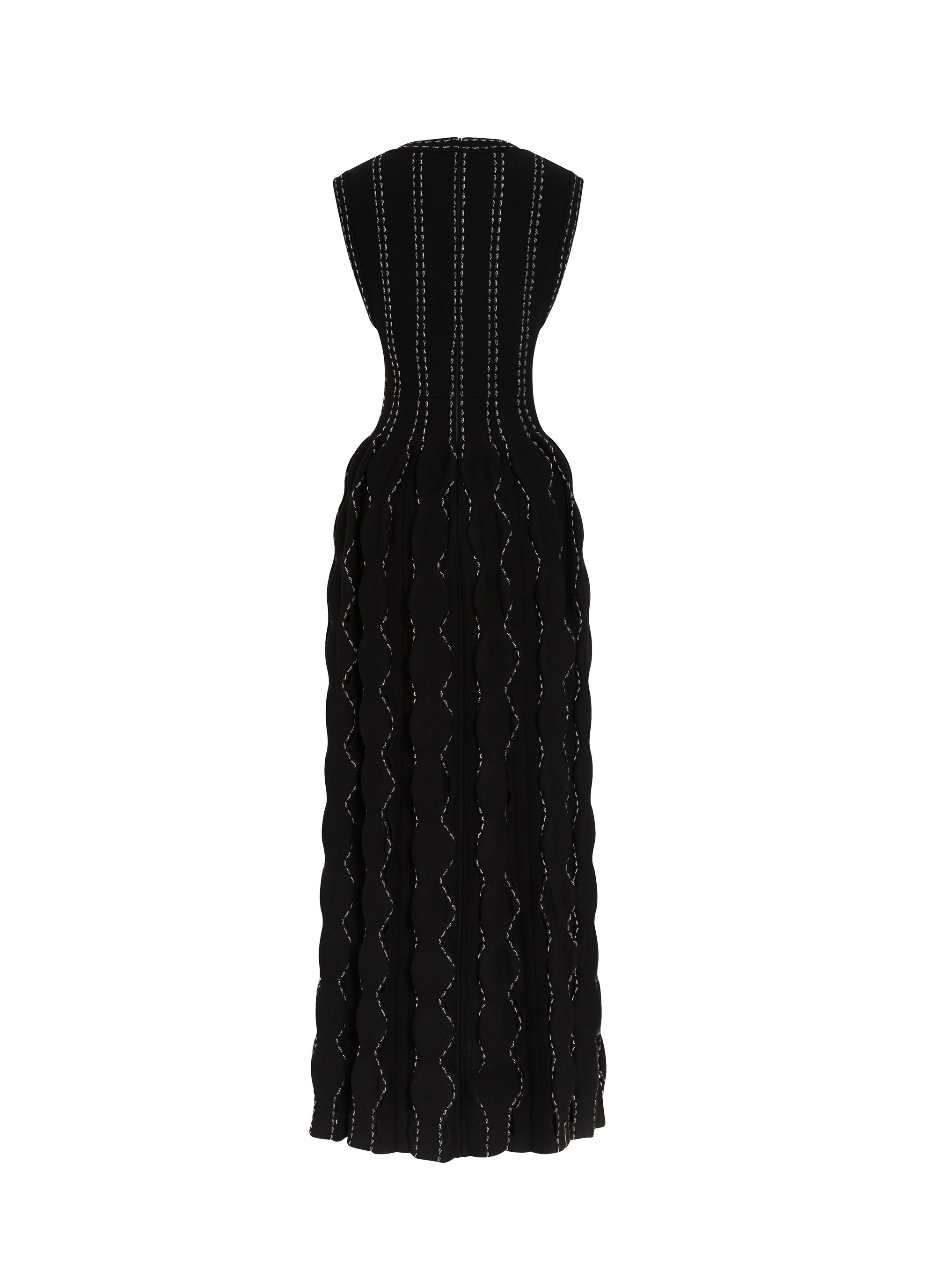 Cascade maxi dress in wool - Black