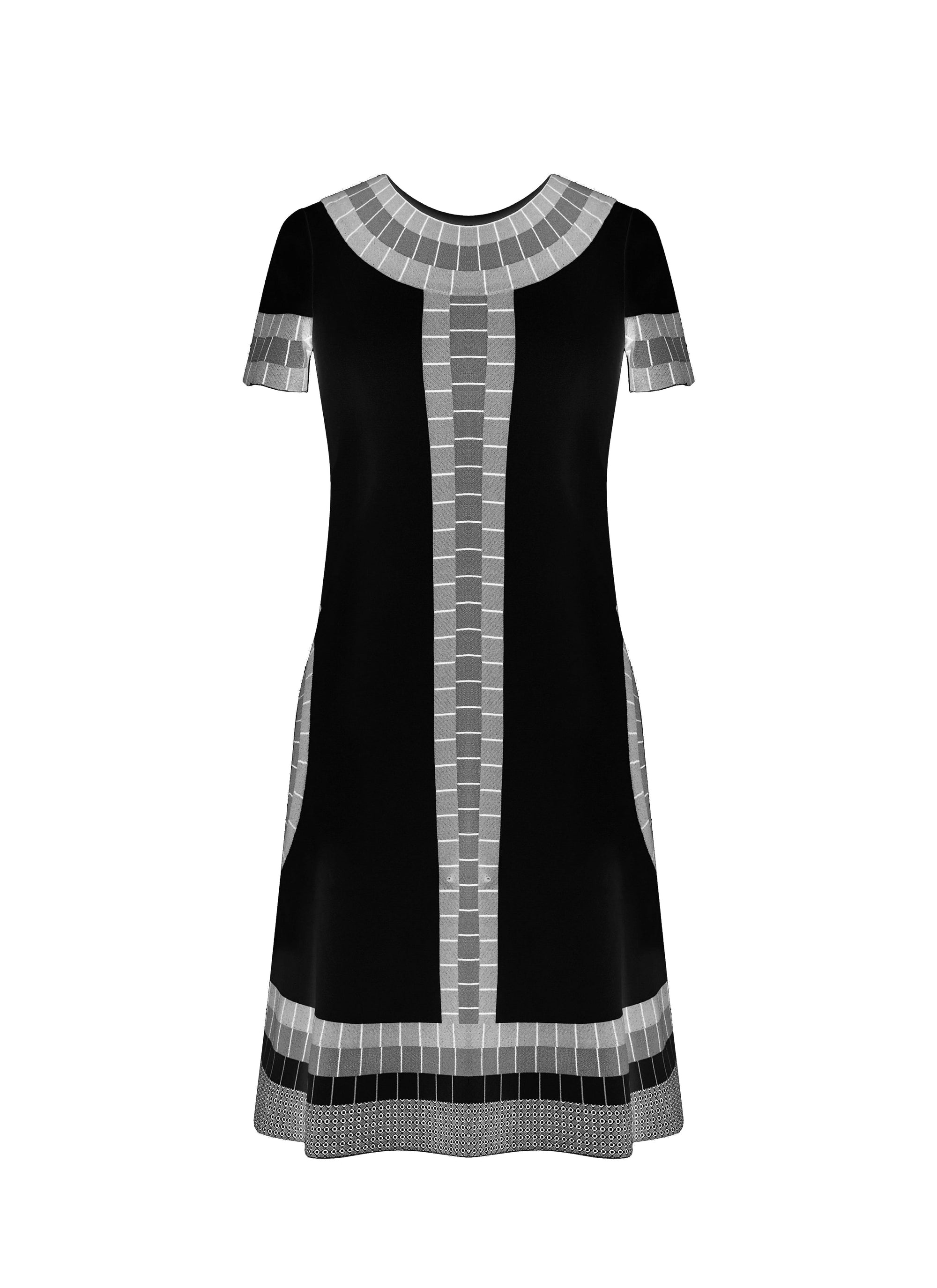 Marabout knitted short sleeve dress - Black