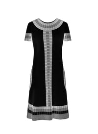 Marabout knitted short-sleeved dress - Black intense