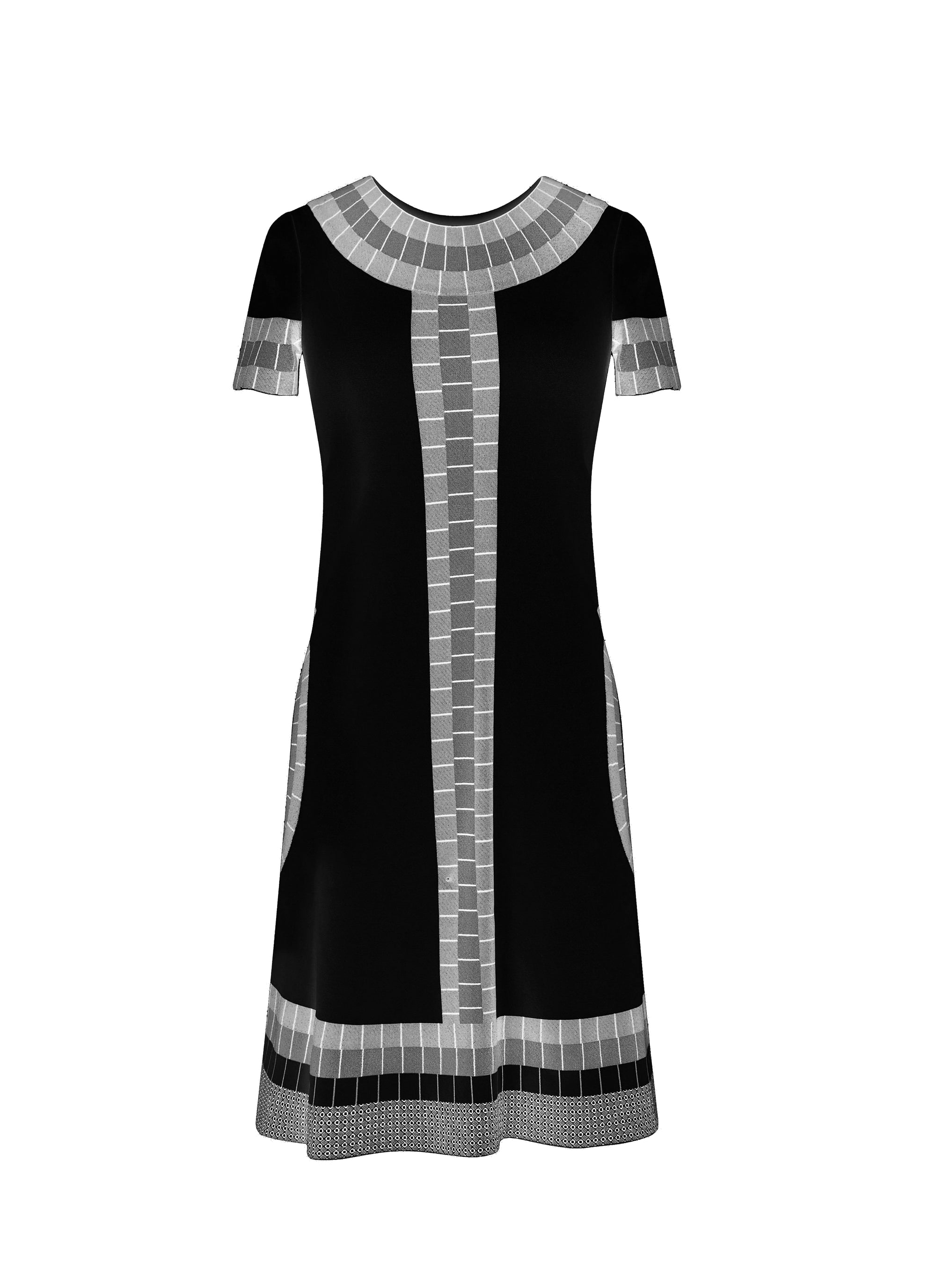 Marabout knitted short-sleeved dress - Black intense
