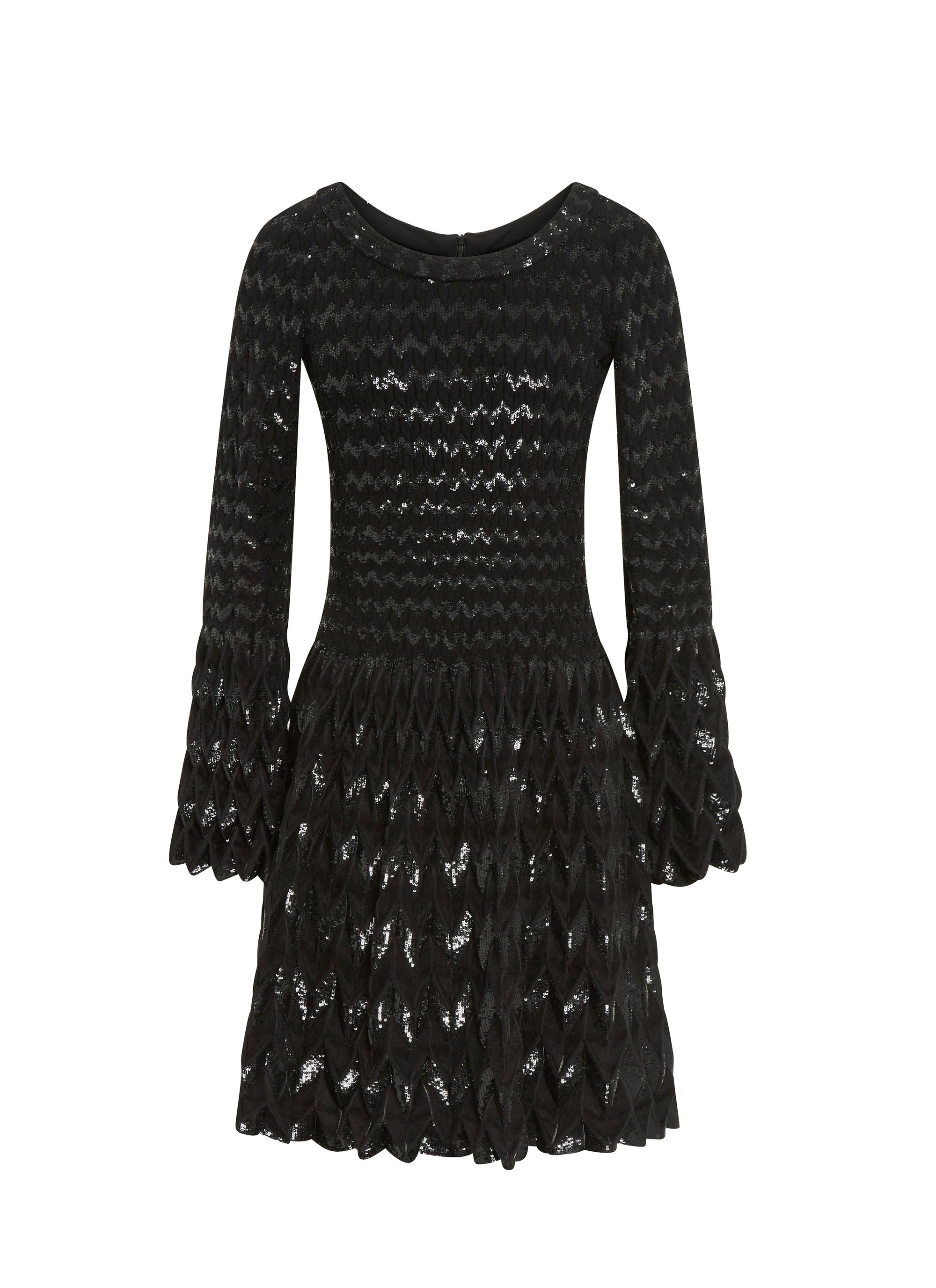 Belize long-sleeved wool dress - Black intense