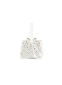 Small eyelet bag in leather - Optic White