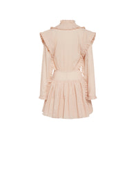 Long-sleeved dress with plumetis embroidery - Flesh