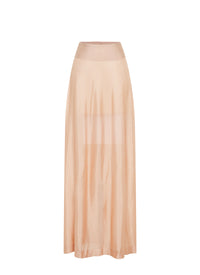 Plain sheer long skirt bottom - Flesh
