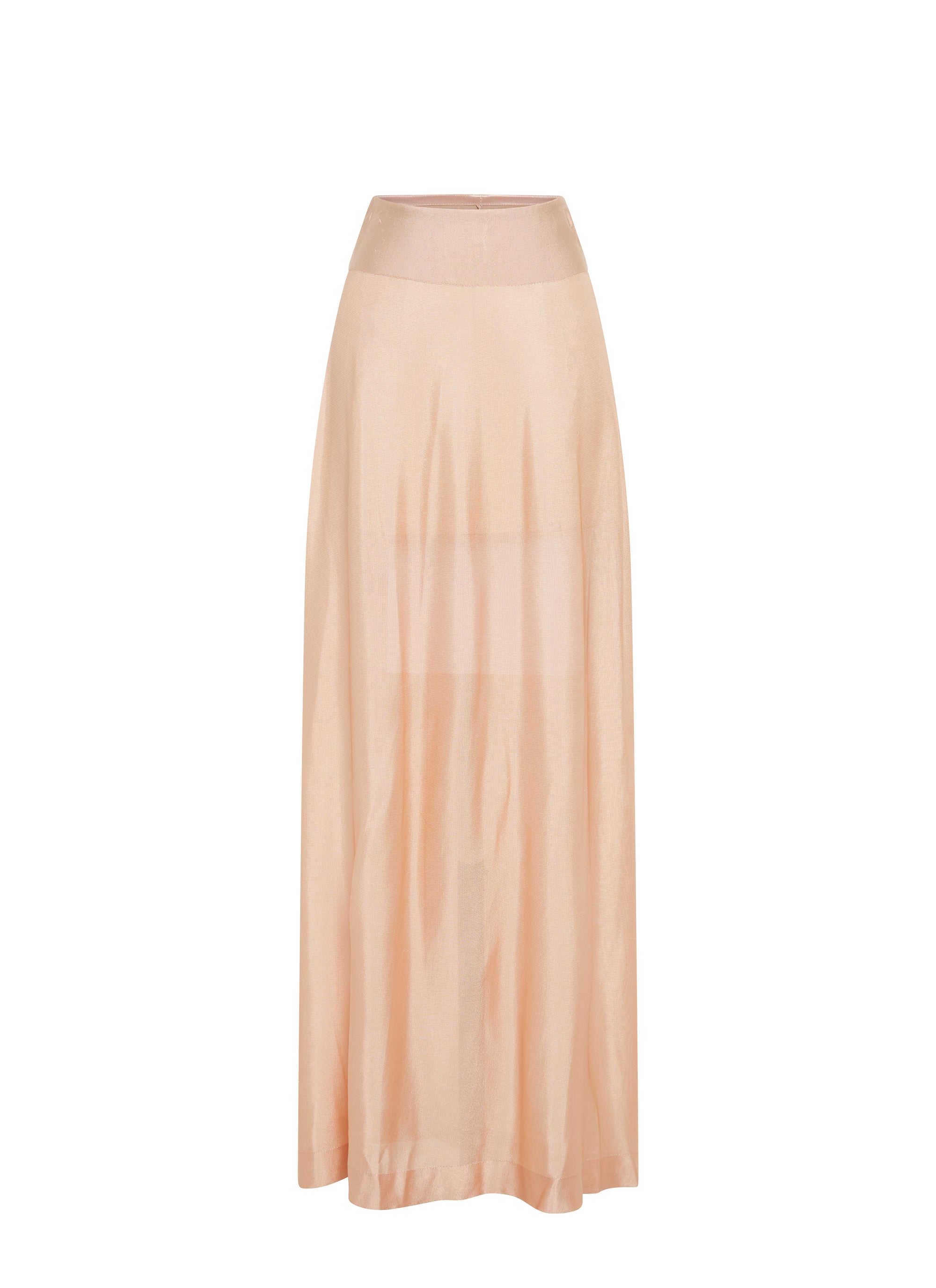 Plain sheer long skirt bottom - Flesh