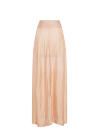Plain sheer long skirt bottom - Flesh