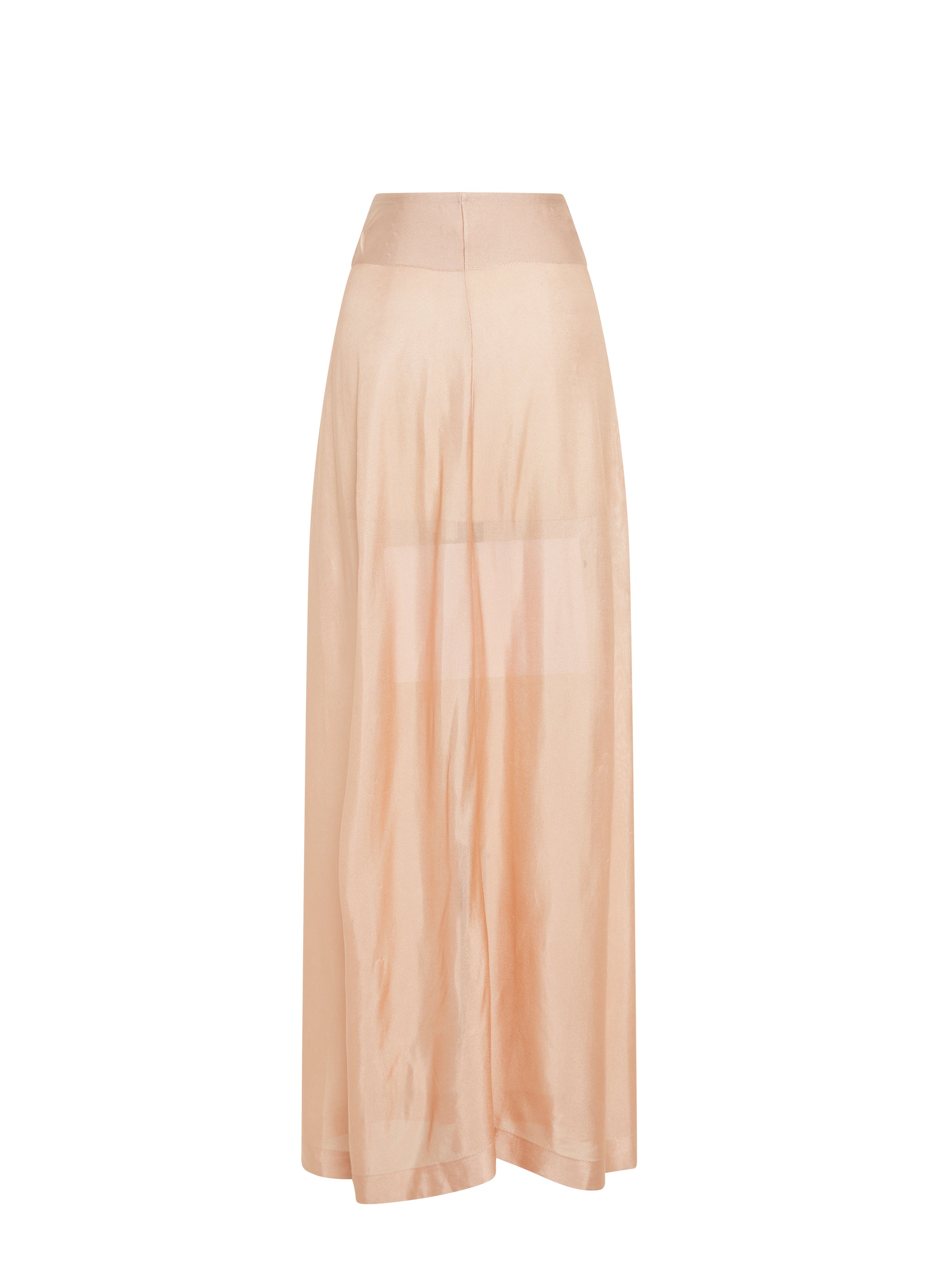 Plain sheer long skirt bottom - Flesh