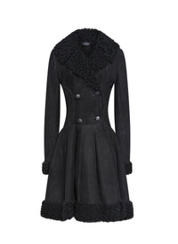 Leather skirt coat - Black intense