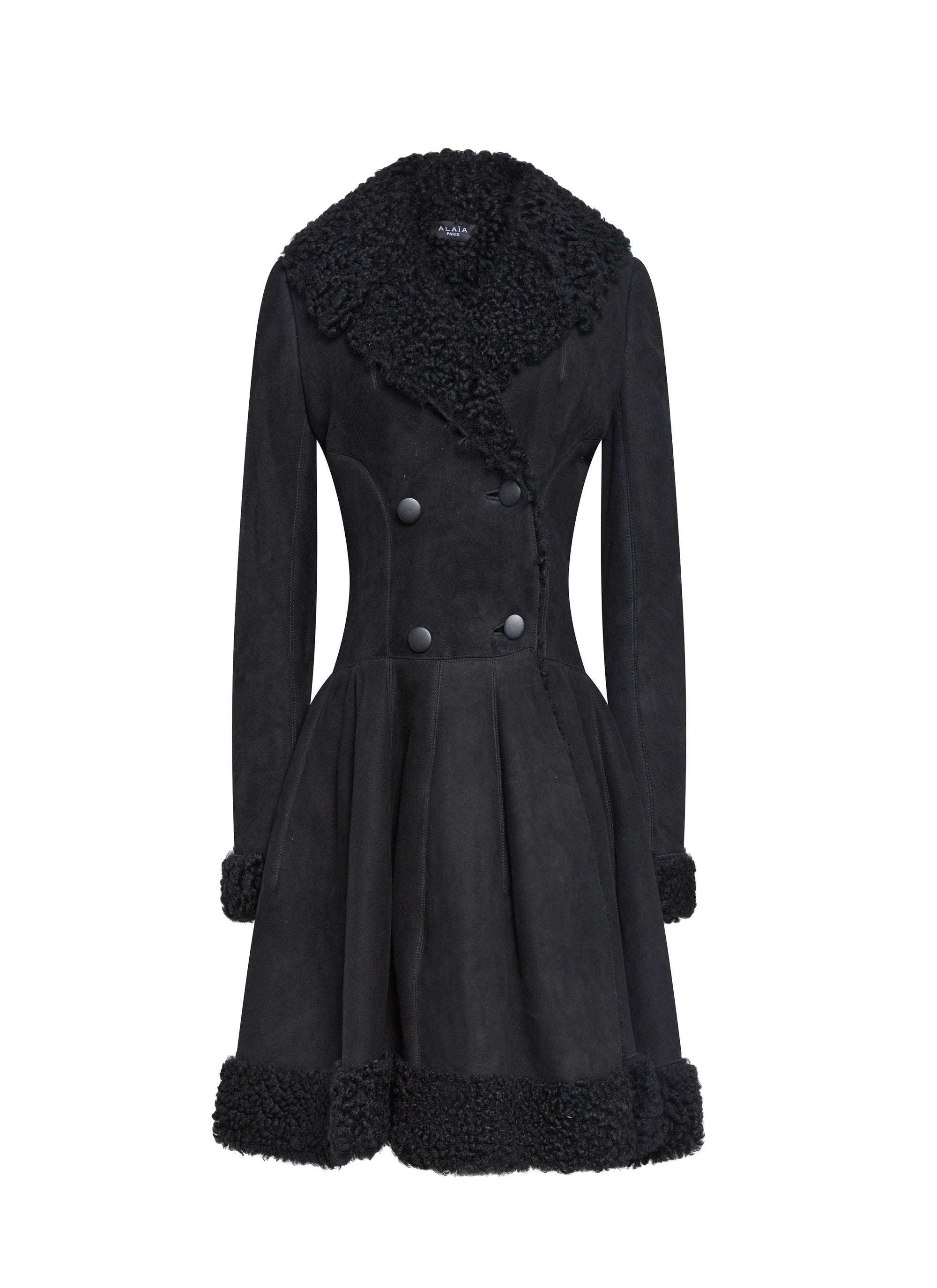 Leather skirt coat - Black intense