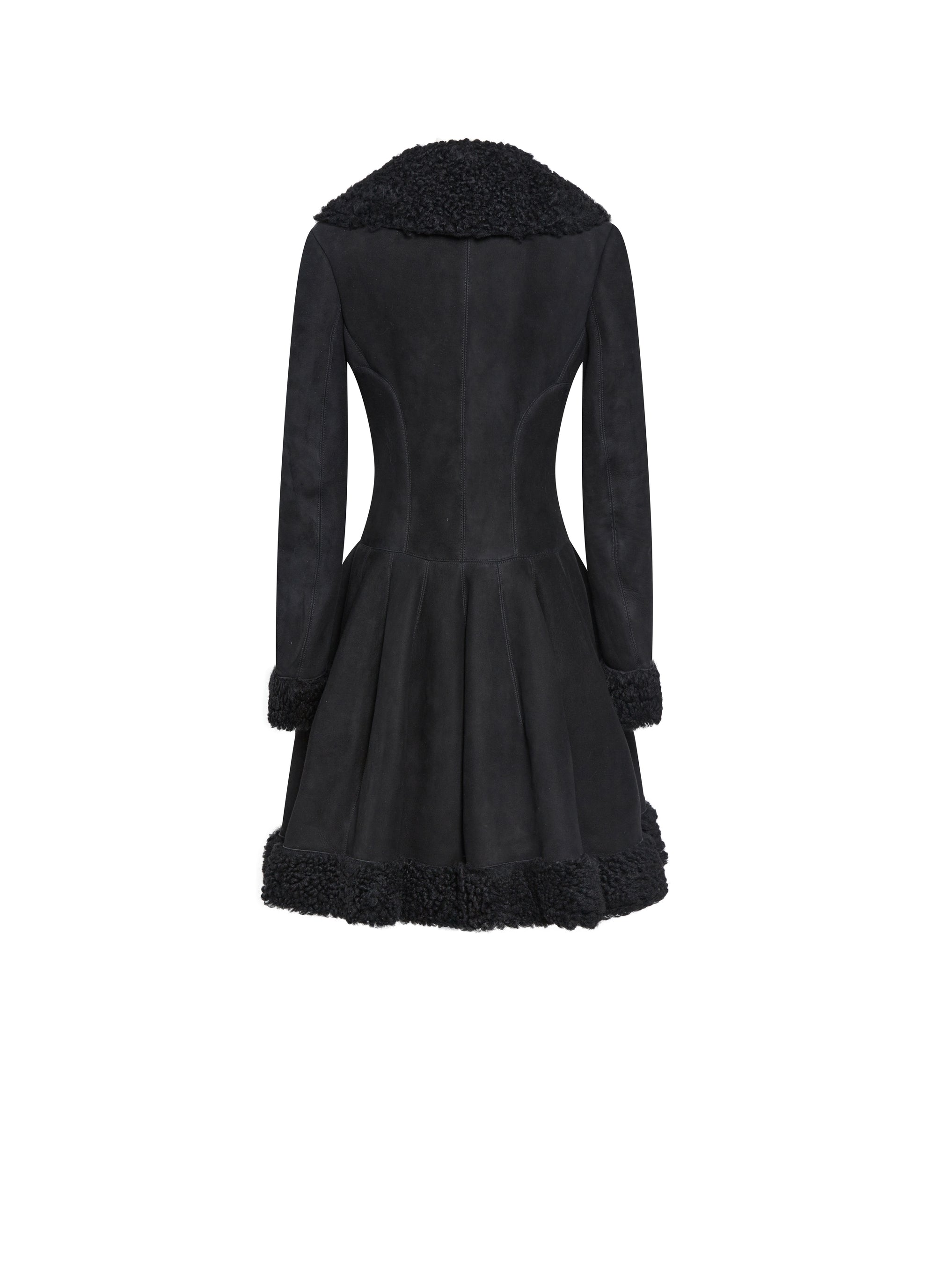 Leather skirt coat - Black intense