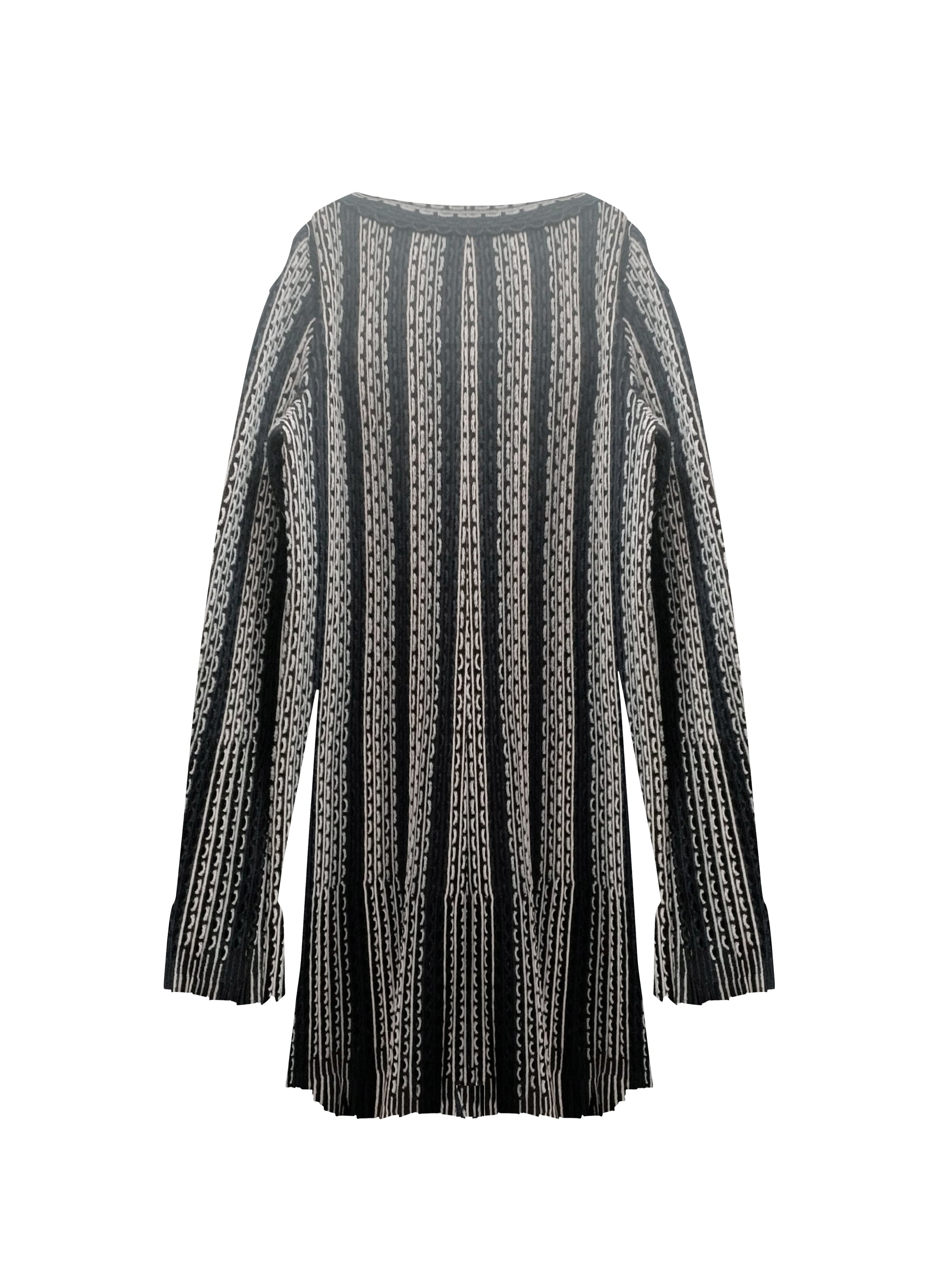 Long sleeve wool blend dress - Black & Multicolor