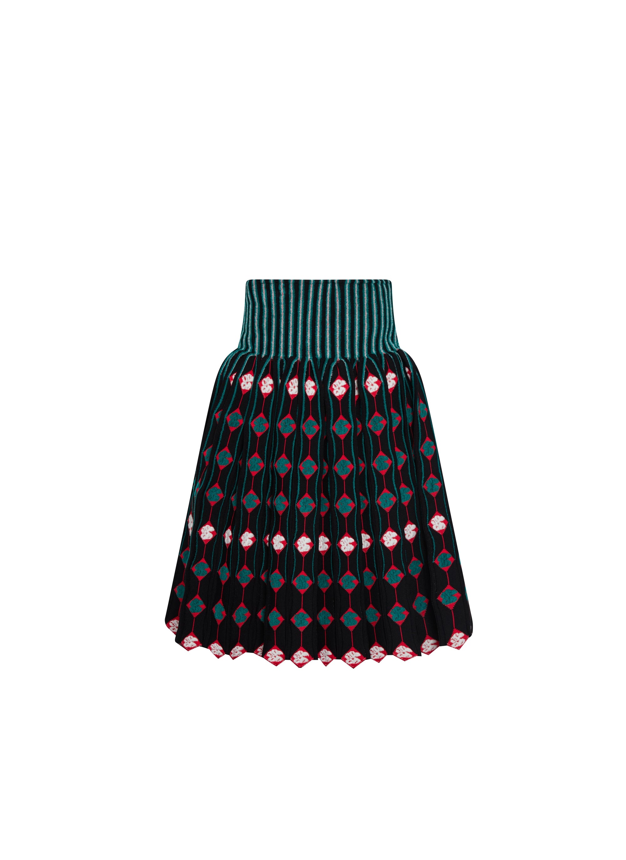 Patterned short skirt with contrast waistband - Multicolor