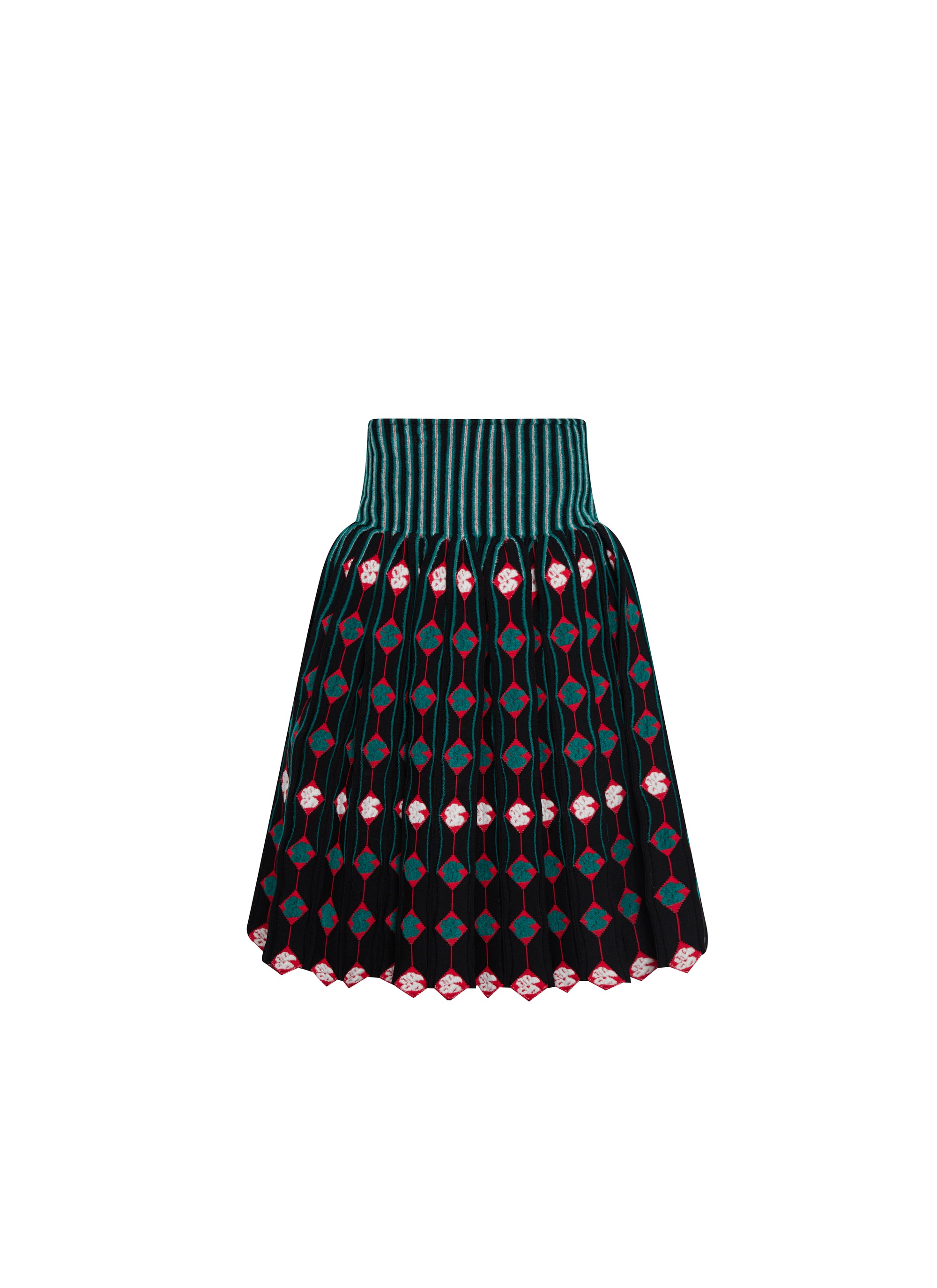 Patterned short skirt with contrasting waistband - Multicolour
