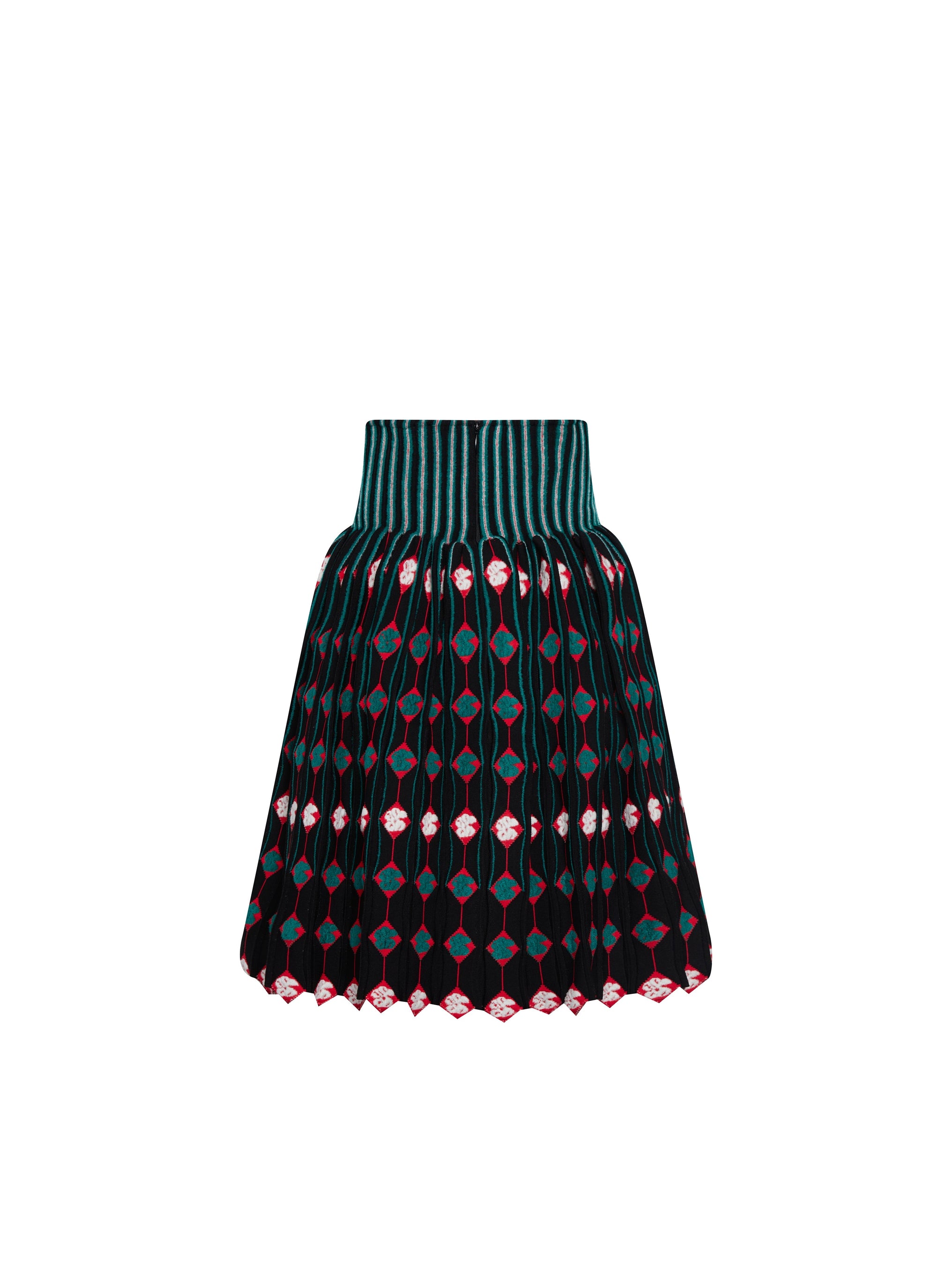 Patterned short skirt with contrast waistband - Multicolor