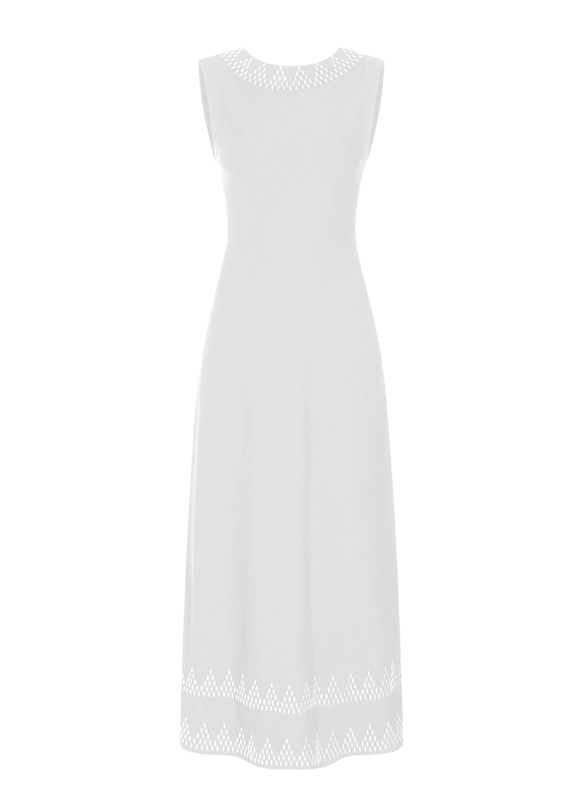 Mesh triangle sleeveless dress - White