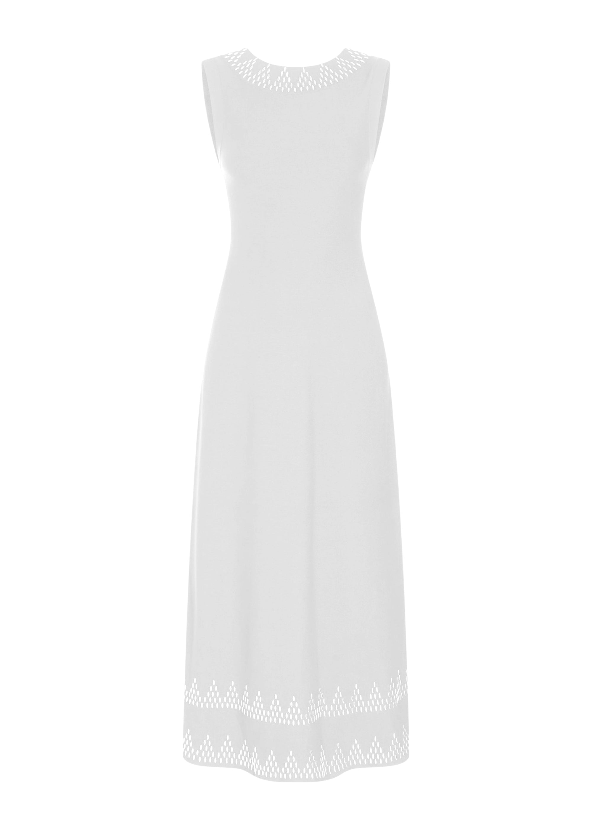 Sleeveless Triangle Mesh Dress - White